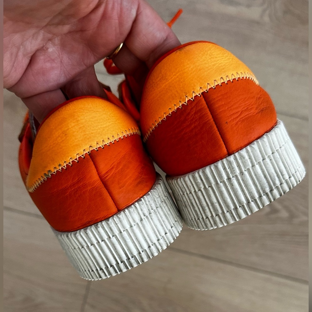 Adidas Samba rare discontinued Orange leather platform Sneakers with White Trim - Picture 3 of 7